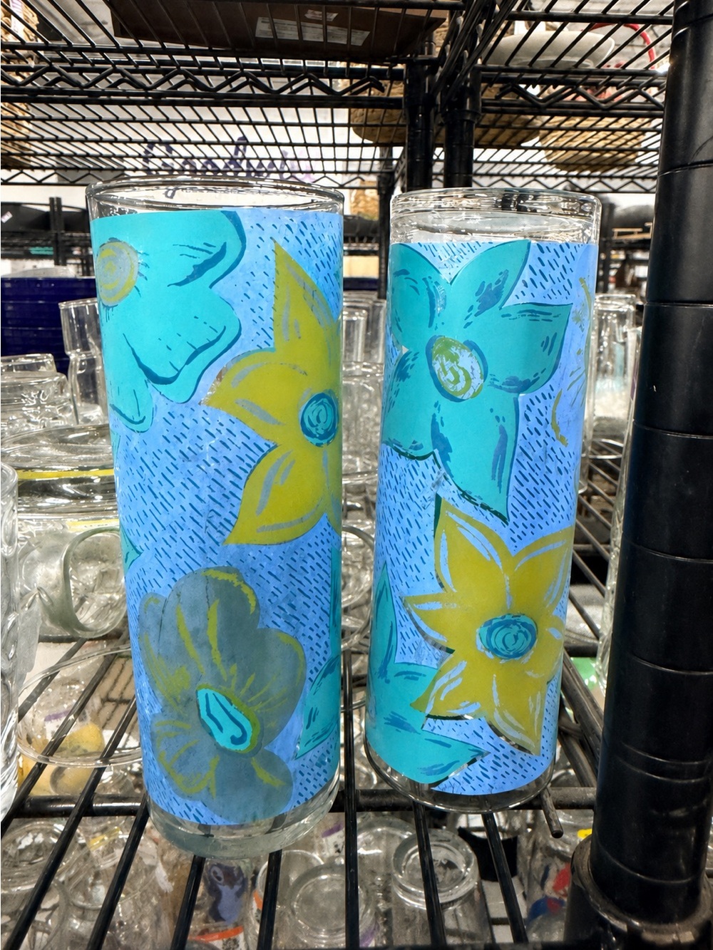 Vintage Hand-Painted mid-century Tom Collins High Ball Federal Glass -Set of 6
